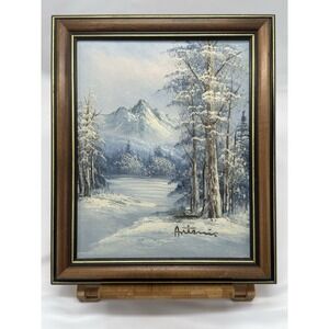 Antonio Tano Oil Painting Winter Mountain Landscape Framed Signed Canvas